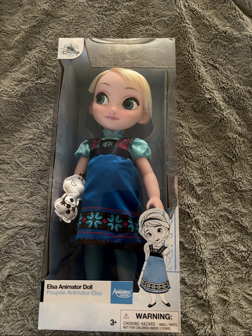 Disney Elsa Animator Doll in Blue and Teal Outfit